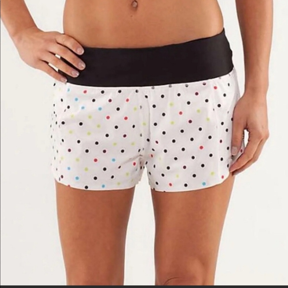 Women's Polka Dot Shorts - White with Black Waistband